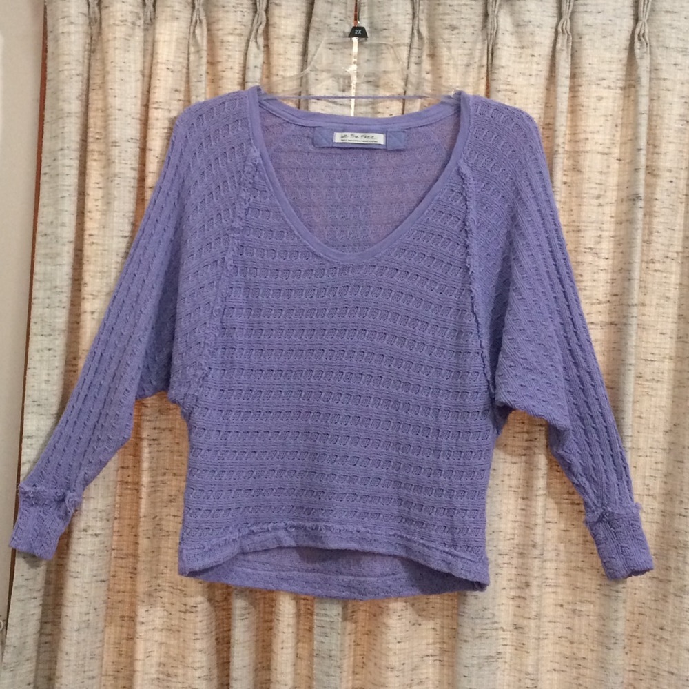We The Free - Free People Periwinkle Hacci Open Weave Knit Oversize Sweater